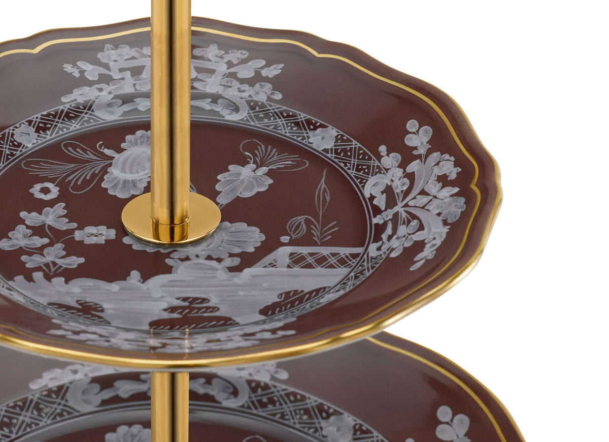 Ginori 1735 Oriente Italiano 3-Tier Serving Stand, Castagna, view 3