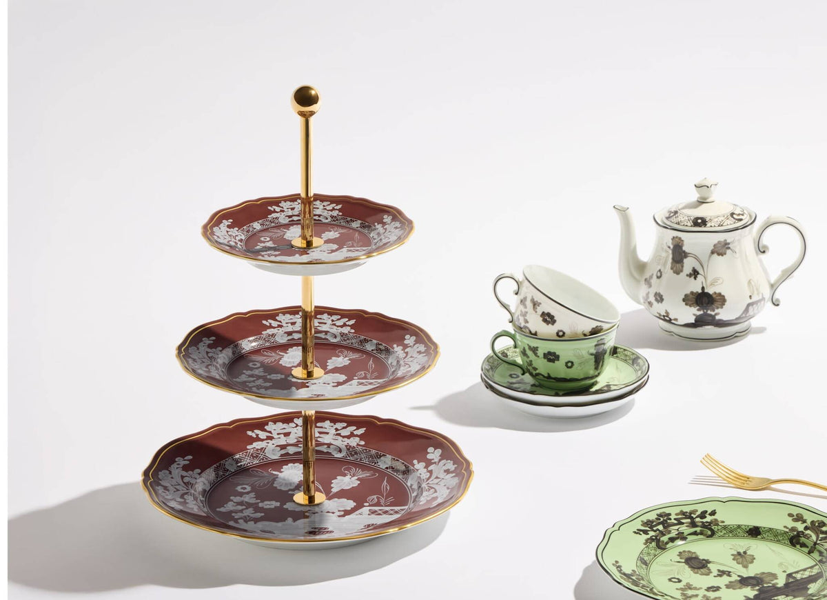 Ginori 1735 Oriente Italiano 3-Tier Serving Stand, Castagna, view 6