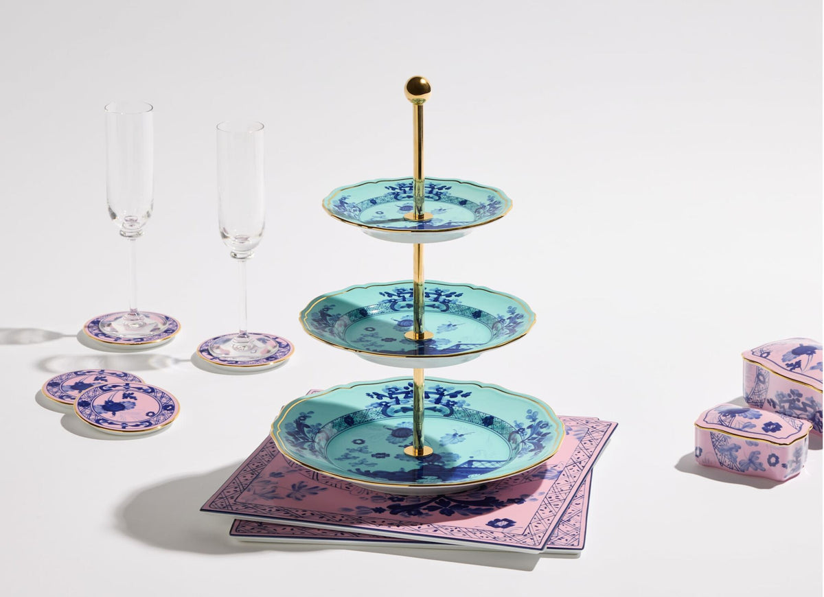 Ginori 1735 Oriente Italiano 3-Tier Serving Stand, Iris, view 6