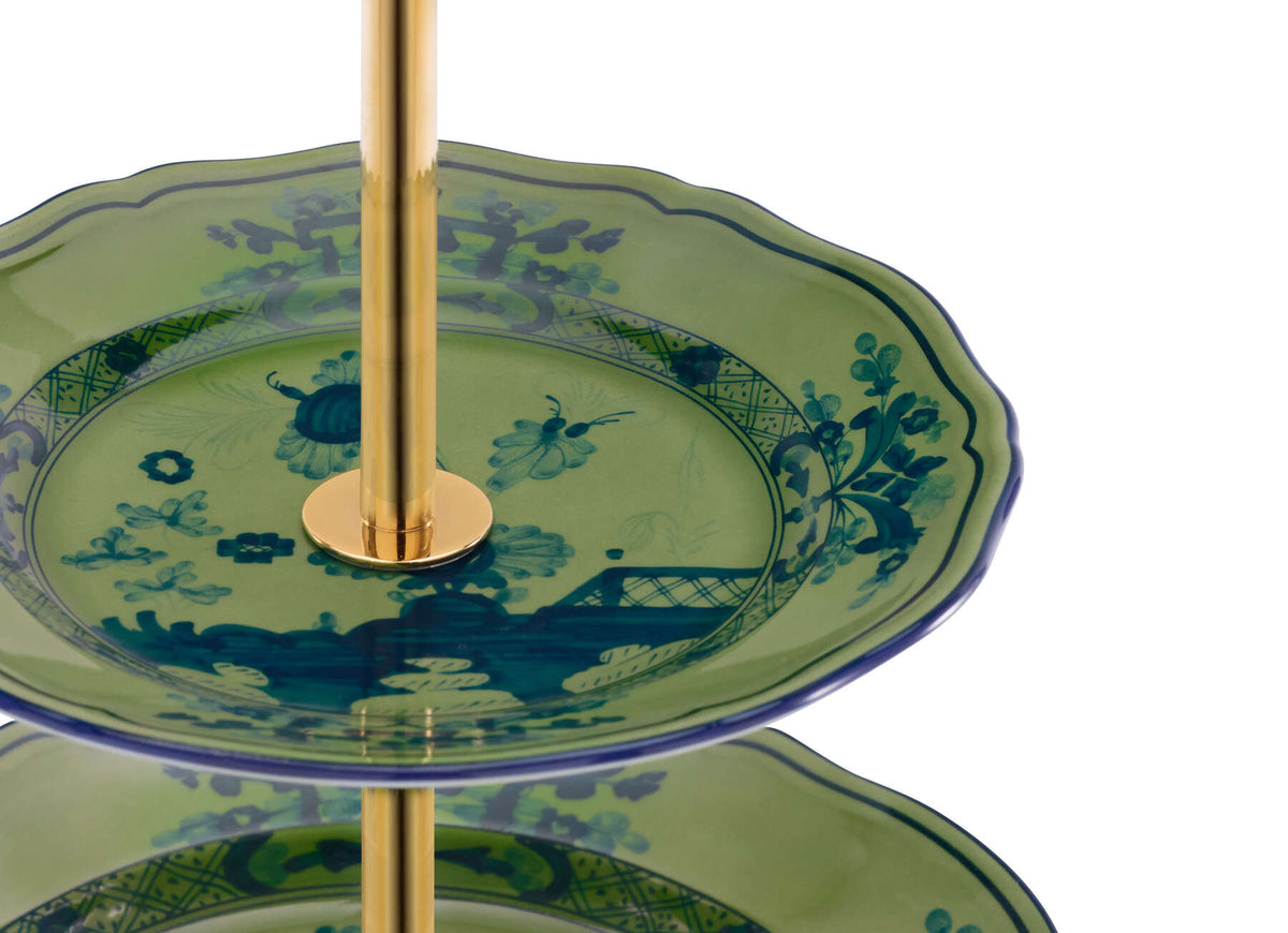 Ginori 1735 Oriente Italiano 3-Tier Serving Stand, Malachite, view 3