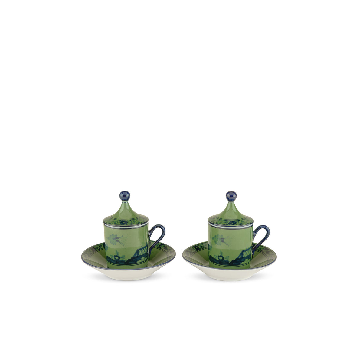 Ginori 1735 Oriente Italiano Espresso Set for Two, Malachite