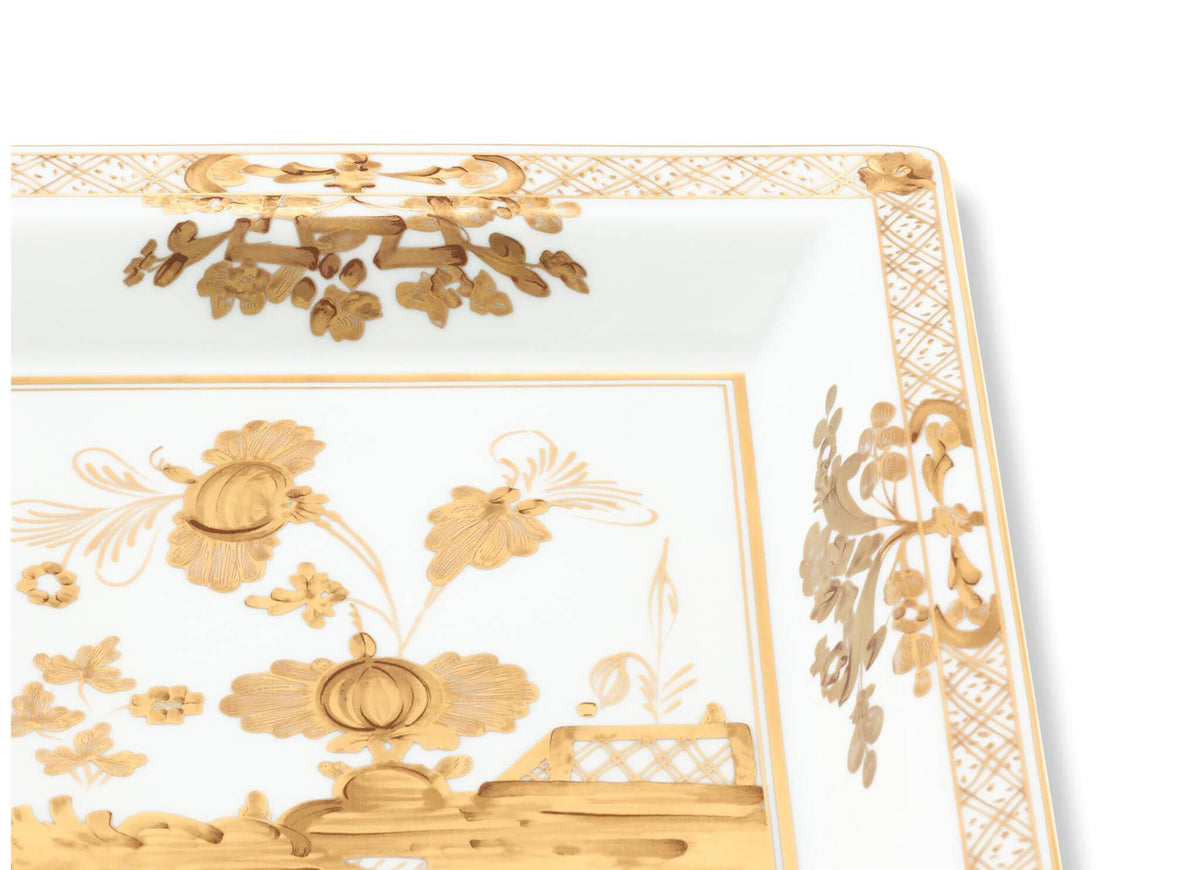 Ginori 1735 Oriente Italiano Large Square Change Tray, Aurum, view 3