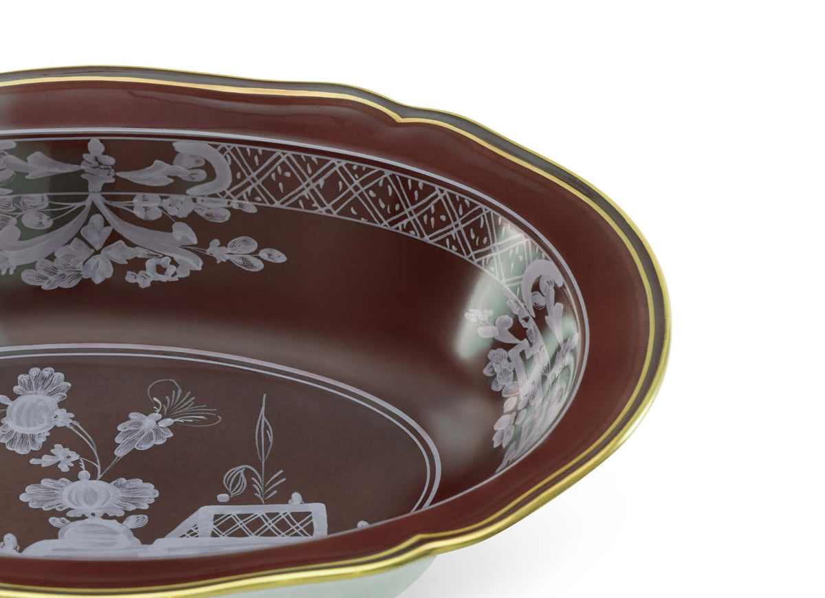Ginori 1735 Oriente Italiano Oval Bowl, Castagna, view 4