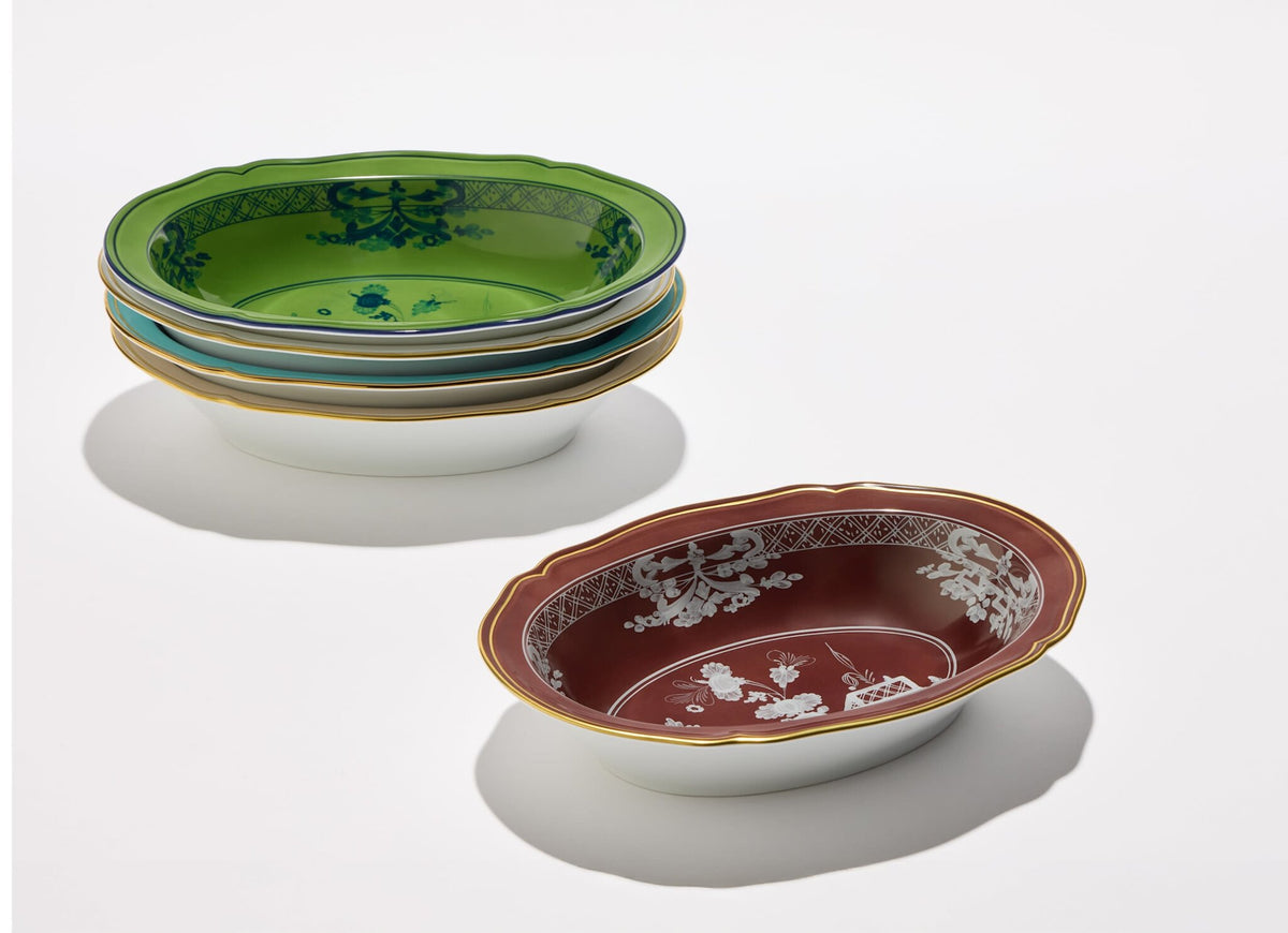 Ginori 1735 Oriente Italiano Oval Bowl, Castagna, view 7