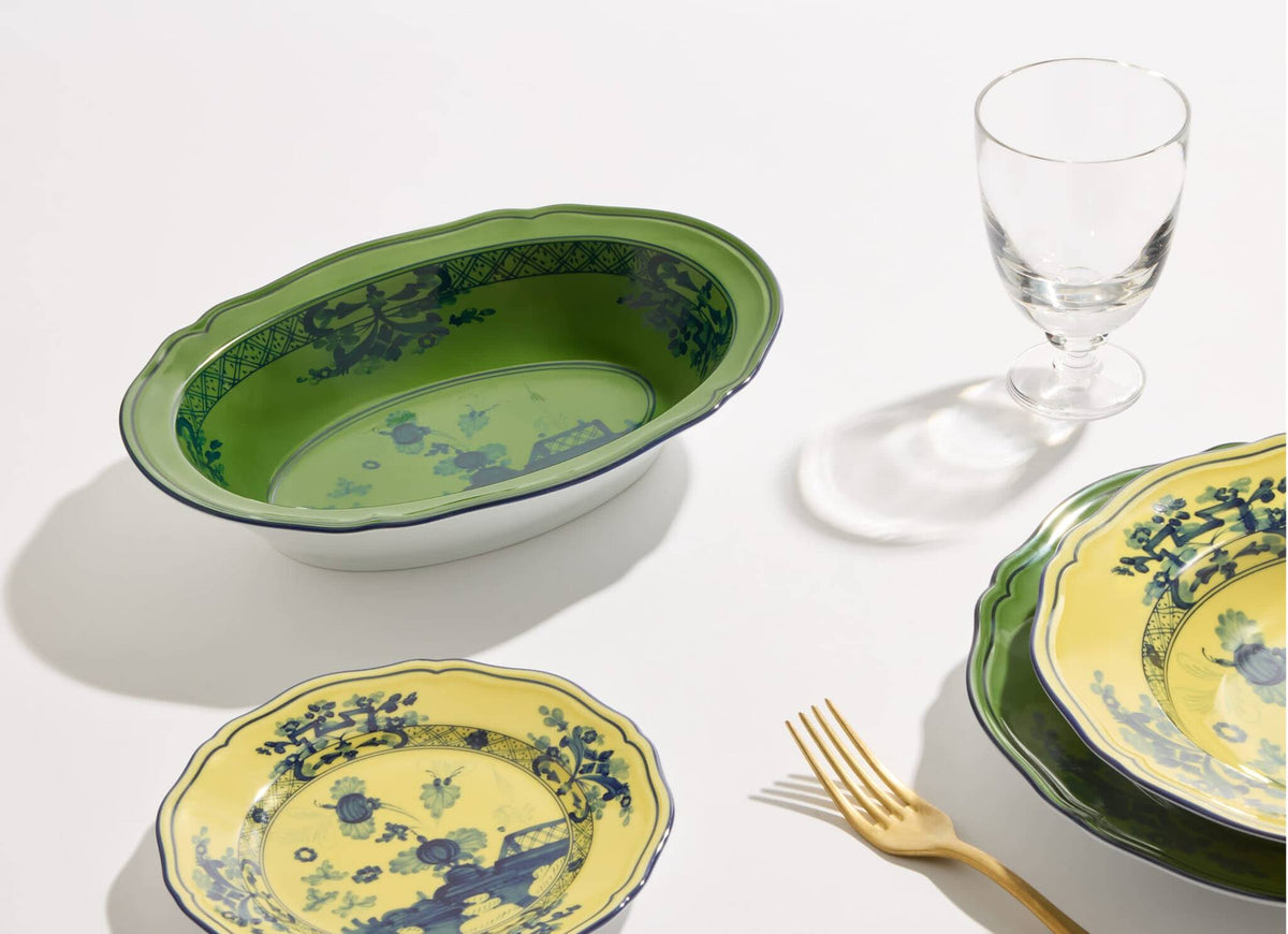 Ginori 1735 Oriente Italiano Oval Bowl, Malachite, view 6