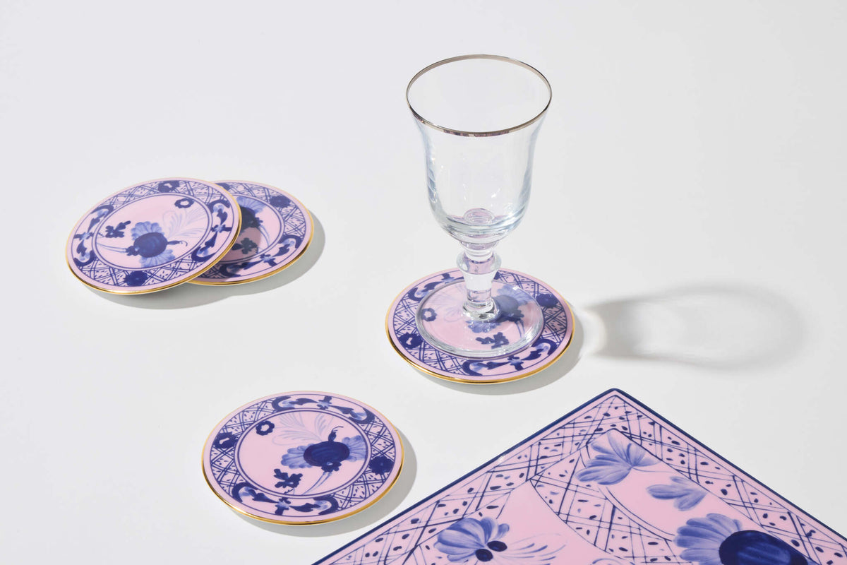 Ginori 1735 Oriente Italiano Tesori Coasters, Azalea, Set of 4, view 5