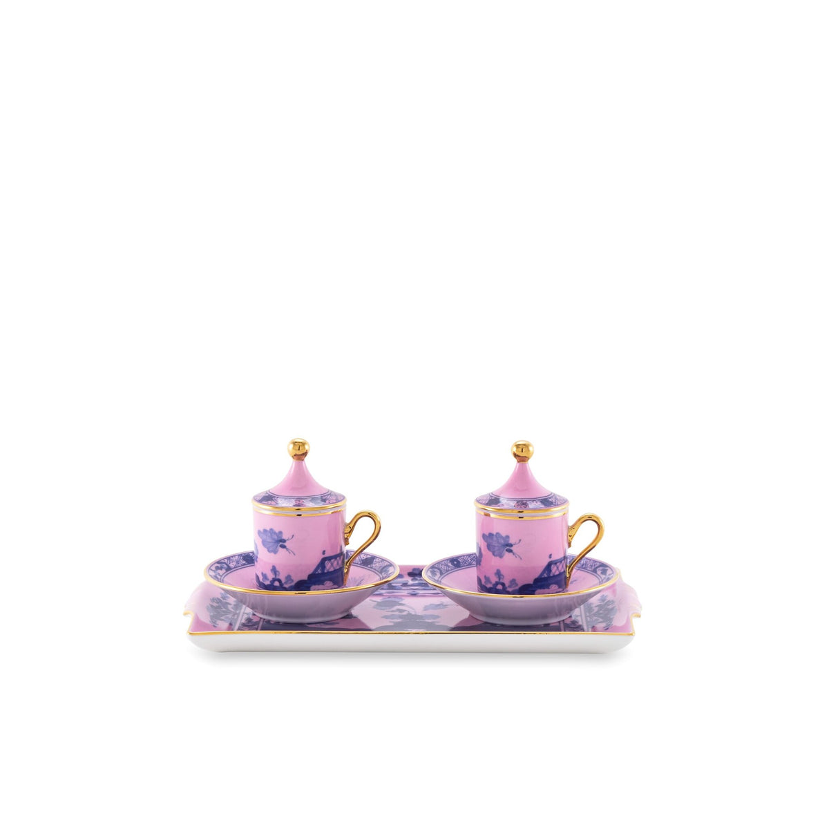 Ginori 1735 Oriente Italiano Tesori Espresso Set for Two with Tray, Azalea, view 2
