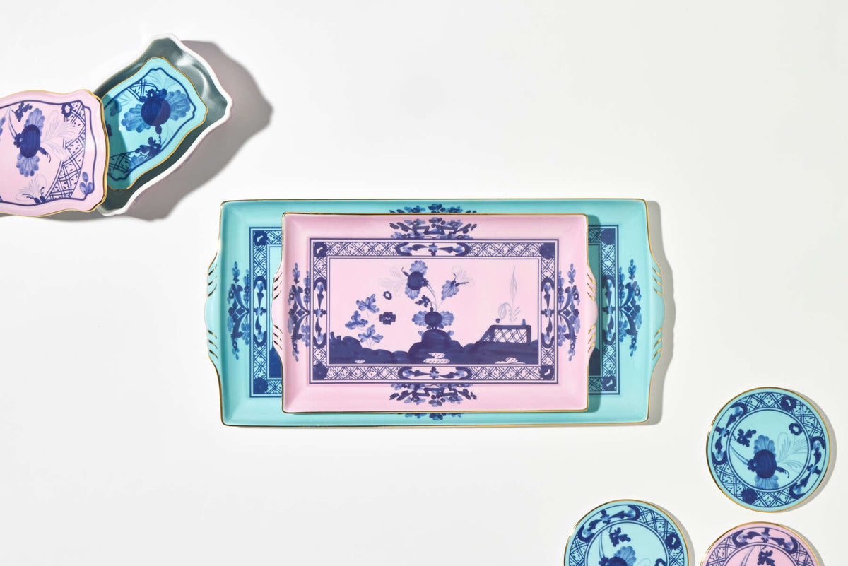 Ginori 1735 Oriente Italiano Tesori Large Rectangular Tray, Iris, view 4