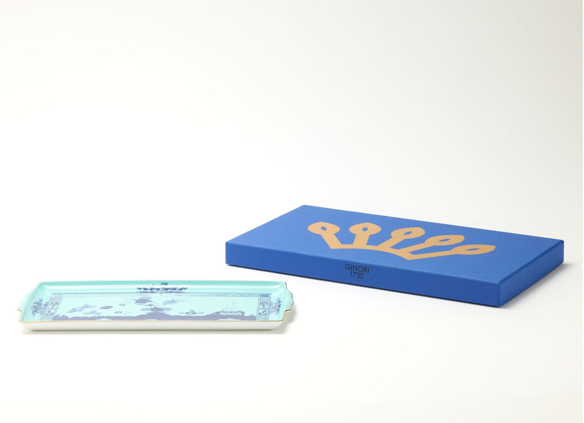 Ginori 1735 Oriente Italiano Tesori Large Rectangular Tray, Iris, view 5