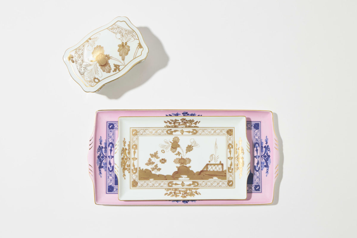 Ginori 1735 Oriente Italiano Tesori Rectangular Tray, Aurum, view 5