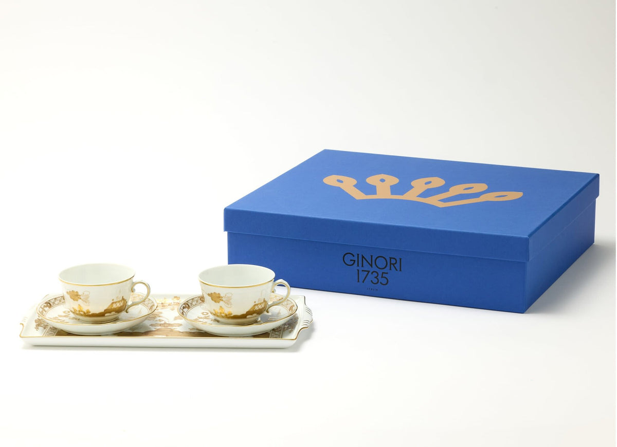 Ginori 1735 Oriente Italiano Tesori Tea Set for Two with Tray, Aurum, view 5