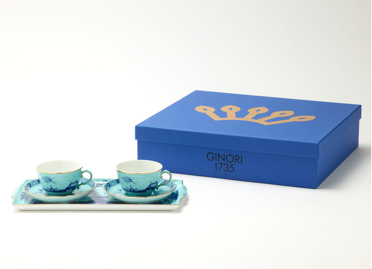 Ginori 1735 Oriente Italiano Tesori Tea Set for Two with Tray, Iris, view 5