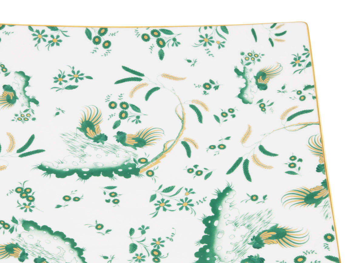 Ginori 1735 Oro di Doccia Square Plate, Giada, view 3