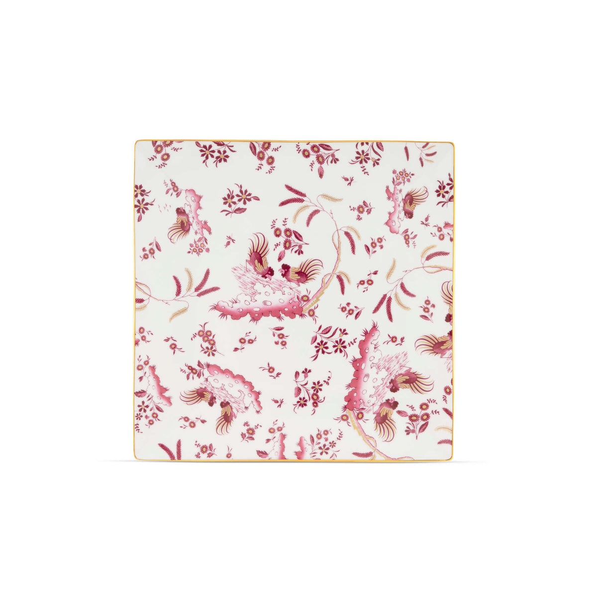 Ginori 1735 Oro di Doccia Square Plate, Magenta