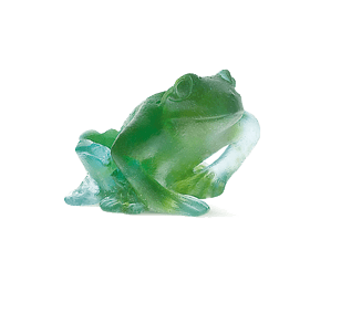 Daum Frog Turquoise Sculpture, handcrafted Daum crystal