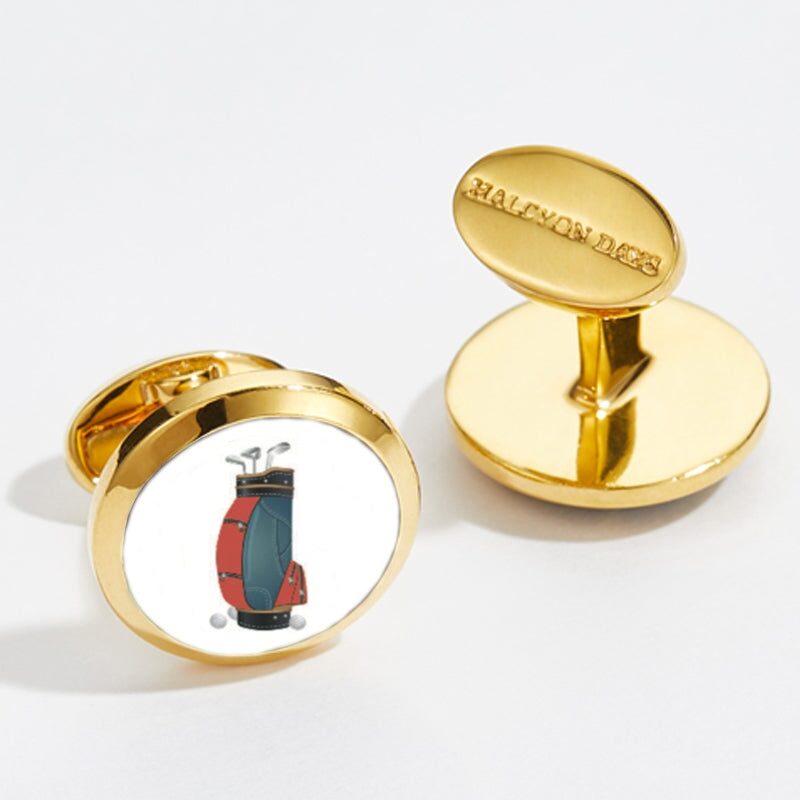 Halcyon Days 1920's Golfers Bag Cufflinks, alternate view