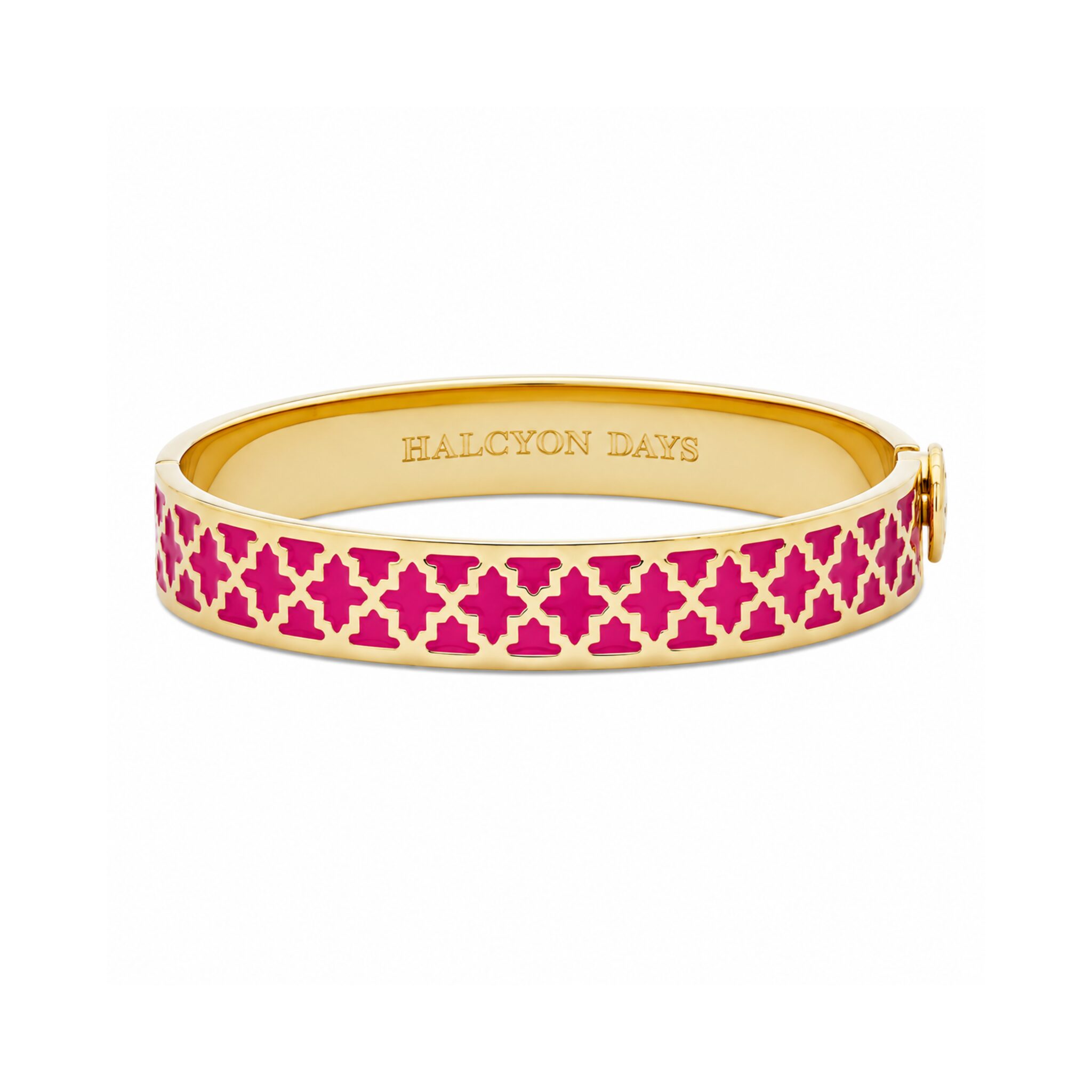 Halcyon Days Agama Hinged Bangle in Pink Tourmaline & Gold Women's Fine Bangle Bracelet