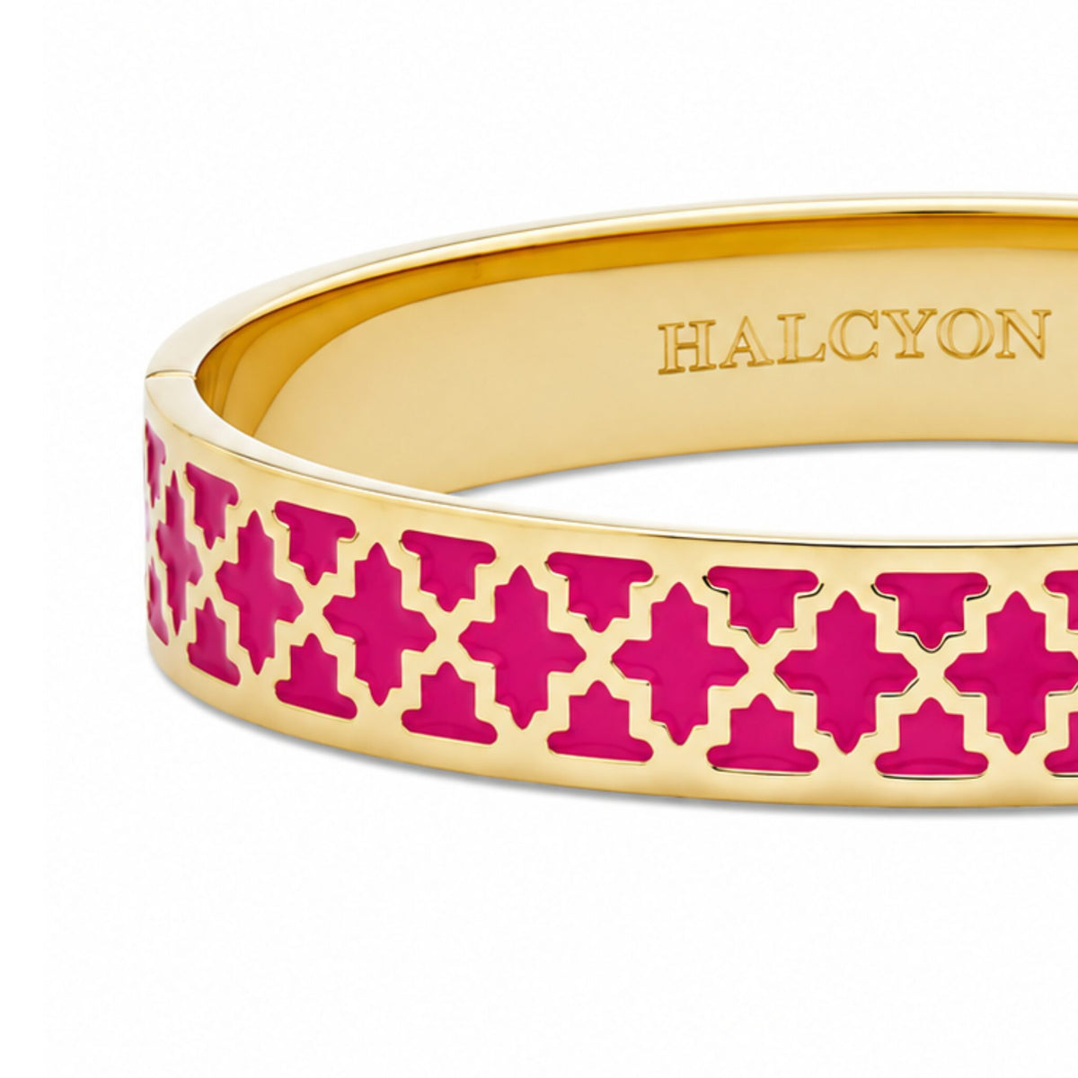 Halcyon Days Agama Hinged Bangle in Pink Tourmaline & Gold, alternate view