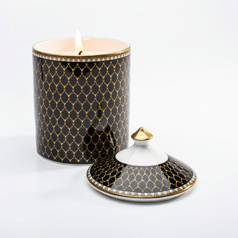 Halcyon Days Antler Trellis Black - Lidded Fine Bone China Candle – Oud Imperial