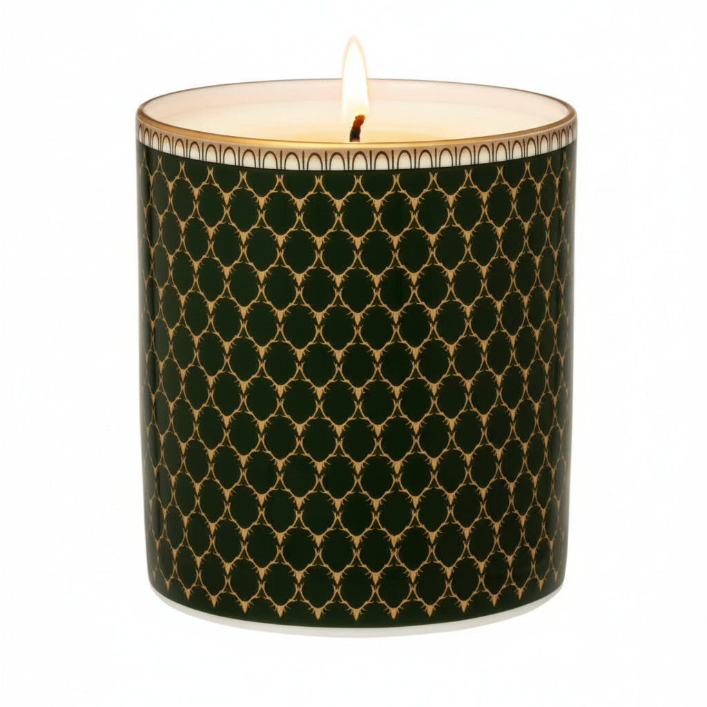 Halcyon Days Antler Trellis Green - Fine Bone China Candle – Sandalwood & Vetiver