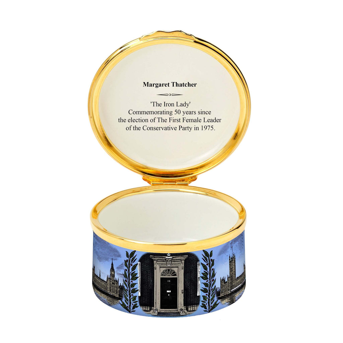 Halcyon Days Baroness Margaret Thatcher - the Iron Lady Enamel Box, alternate view