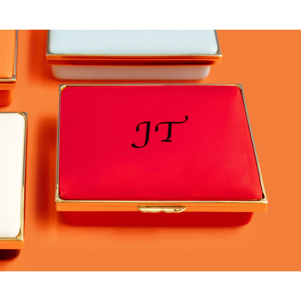 Halcyon Days Blank Canvas Large Enamel Box in Deep Red, alternate view