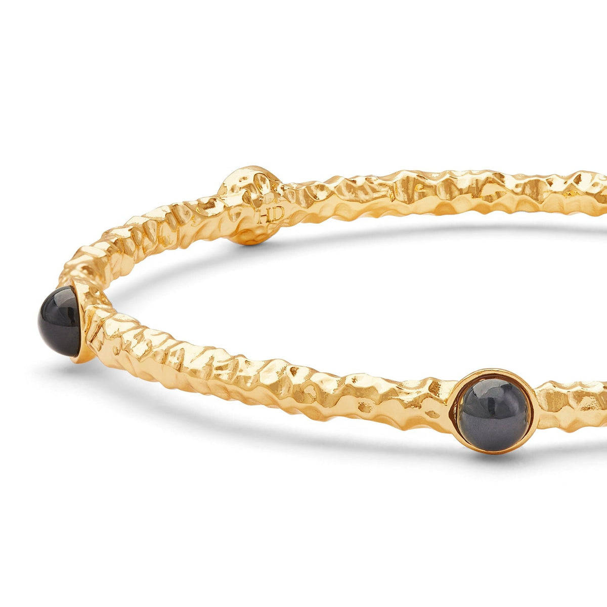 Halcyon Days Cabochon Push-On Bangle in Black & Gold Women's Fine Bangle Bracelet, alternate view