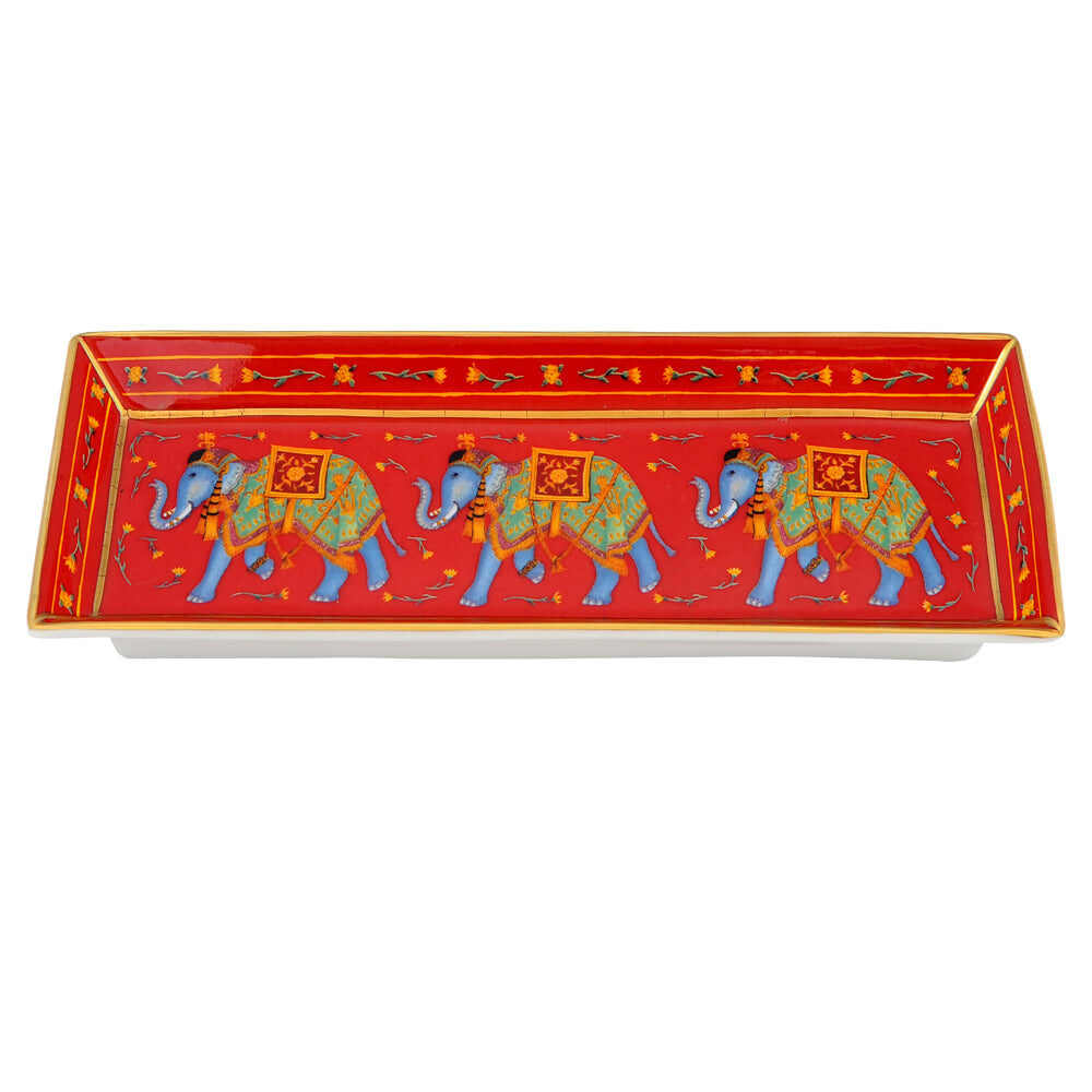Halcyon Days Ceremonial Indian Elephant Rectangular Pen Tray