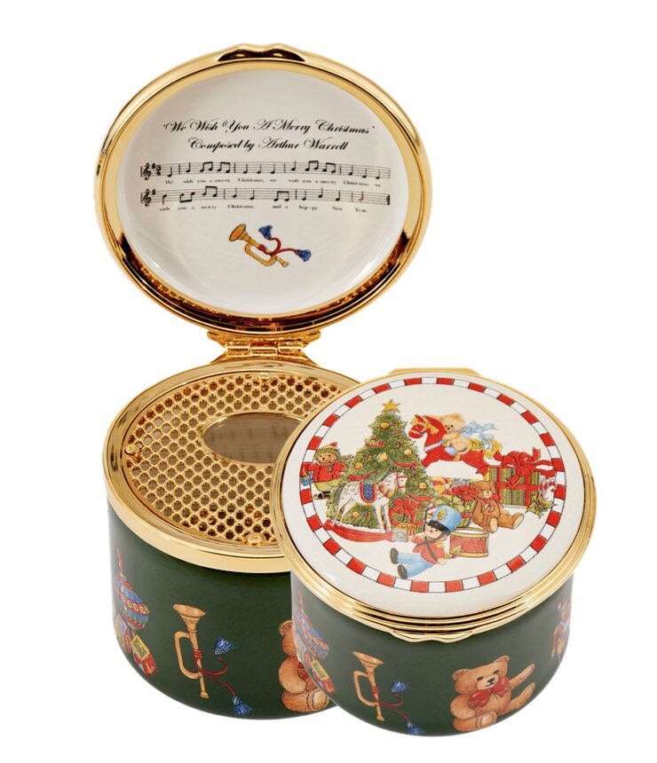 Halcyon Days Christmas Nursery Enamel Musical Box