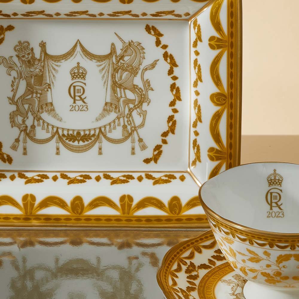 Halcyon Days Coronation Gold Fluted Tea Cup & Saucer Cup & Saucer Set, alternate view