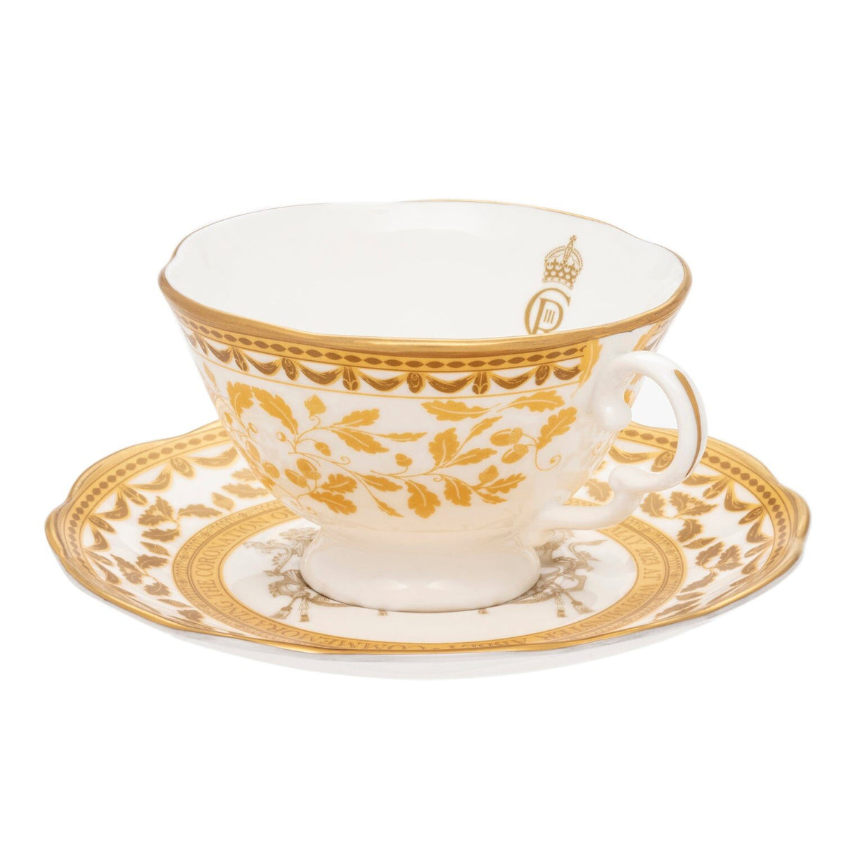 Halcyon Days Coronation Gold Fluted Tea Cup & Saucer Cup & Saucer Set, alternate view