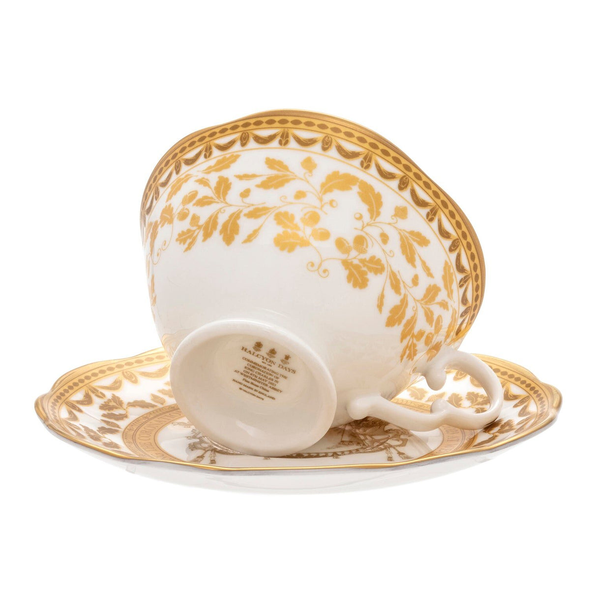 Halcyon Days Coronation Gold Fluted Tea Cup & Saucer Cup & Saucer Set, alternate view