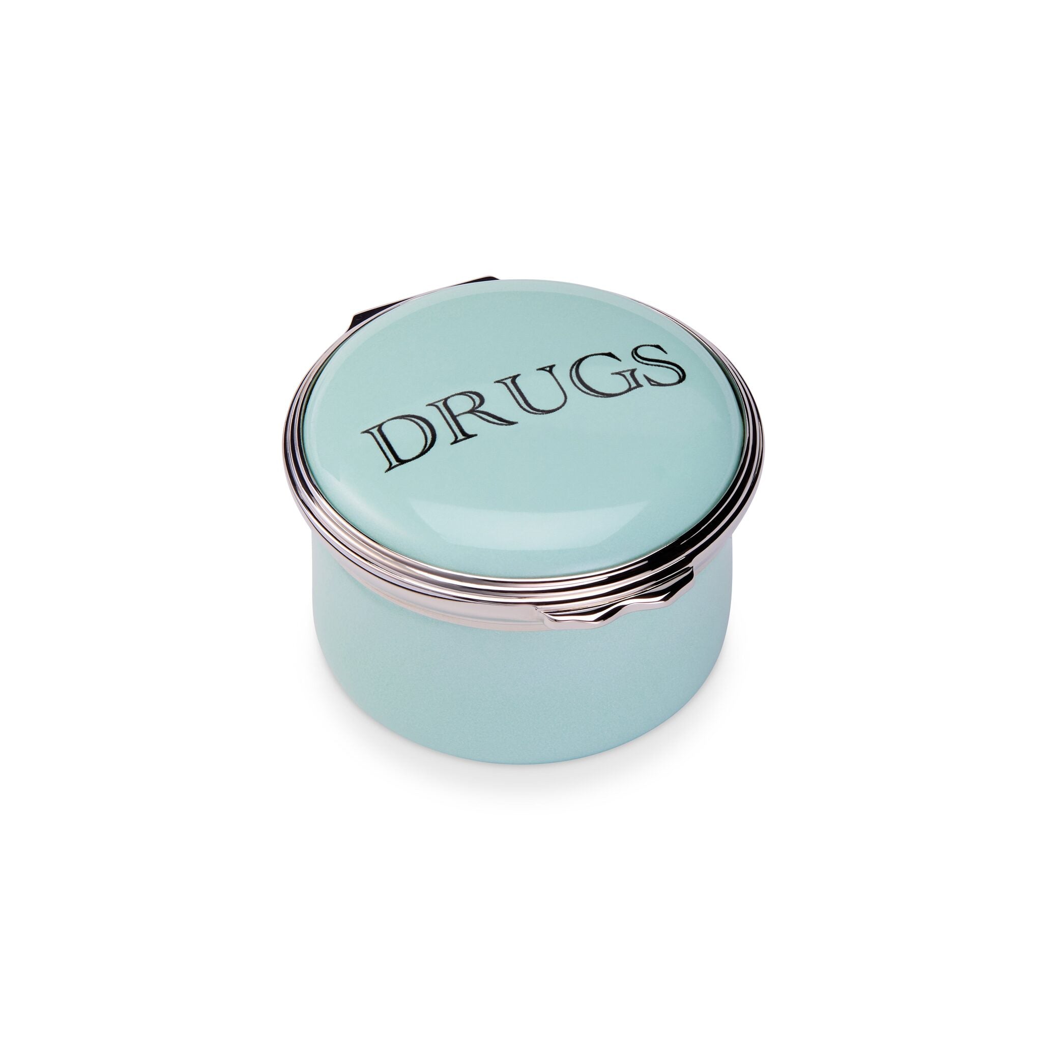 Halcyon Days D.R. Harris Round "Drugs" Enamel Box in Celadon Green