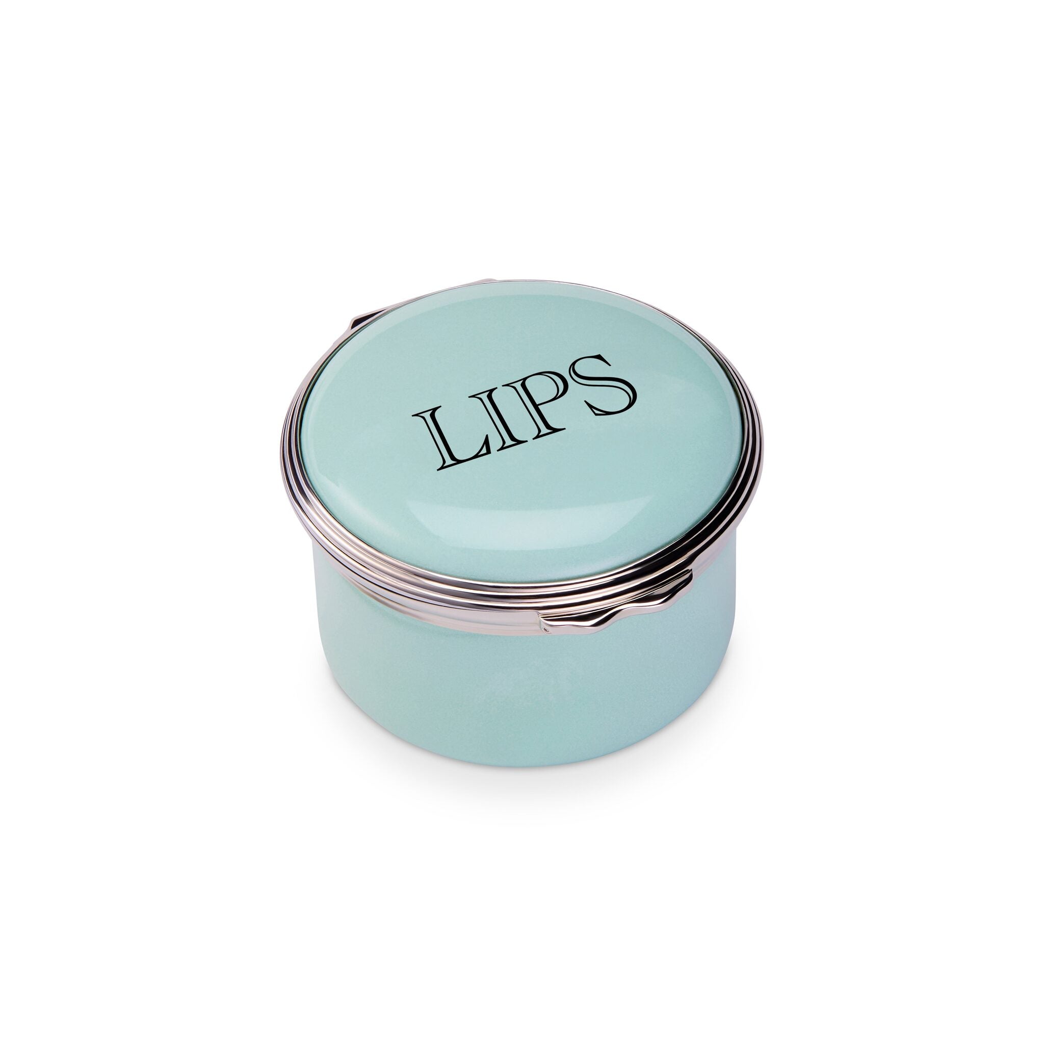 Halcyon Days D.R. Harris Round "Lips" Enamel Box in Celadon Green