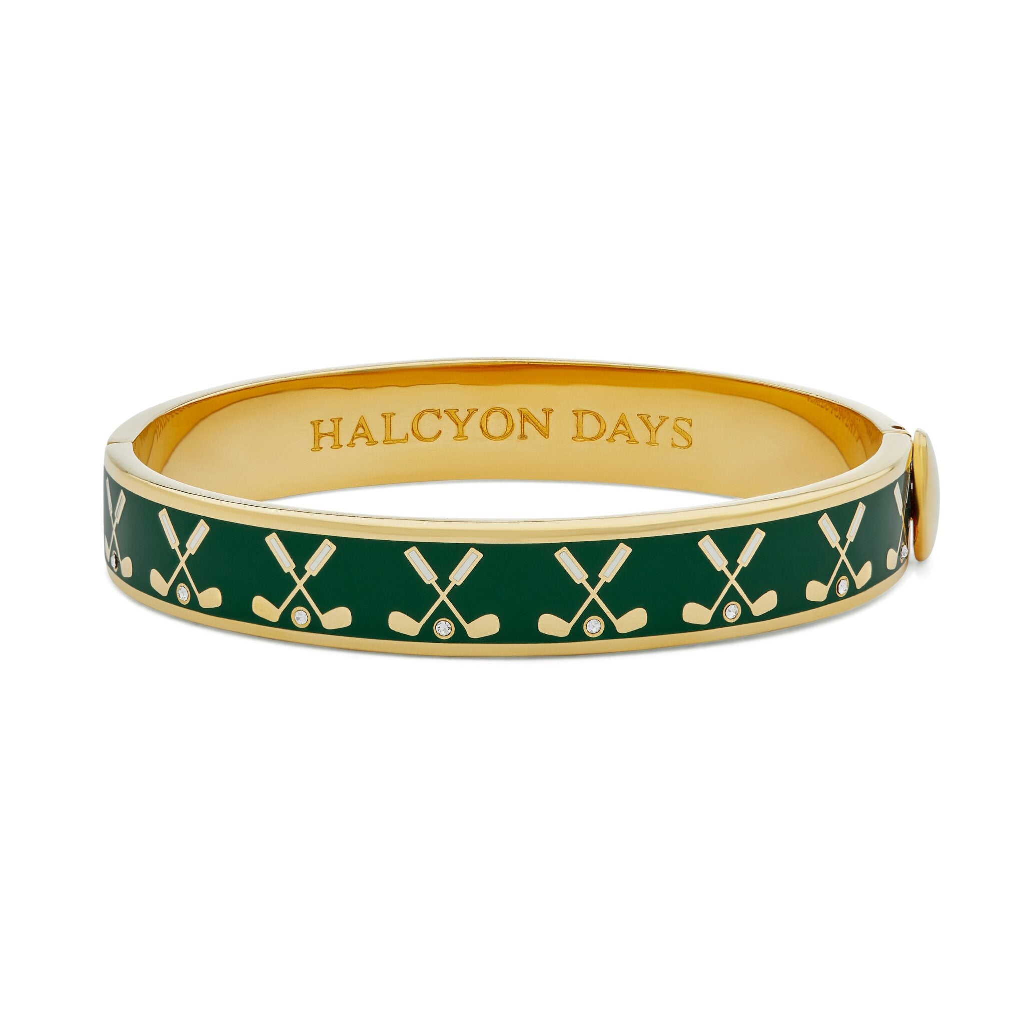 Halcyon Days Golf Club Emerald & Gold Bangle Women's Fine Bangle Bracelet