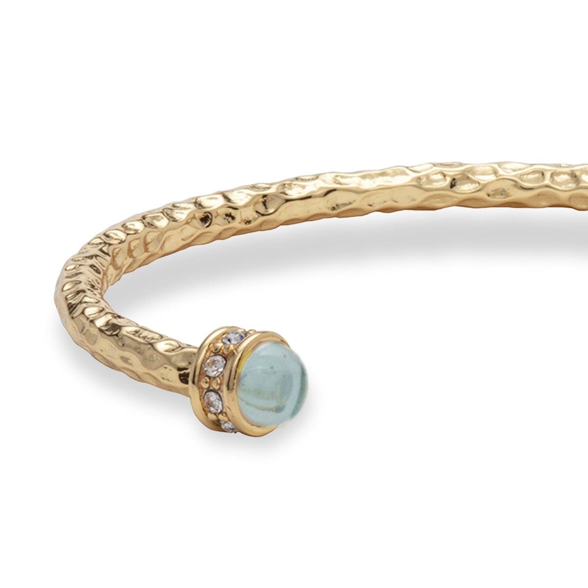 Halcyon Days Hammered Torque Aquamarine & Gold Bangle Women's Fine Bangle Bracelet, alternate view