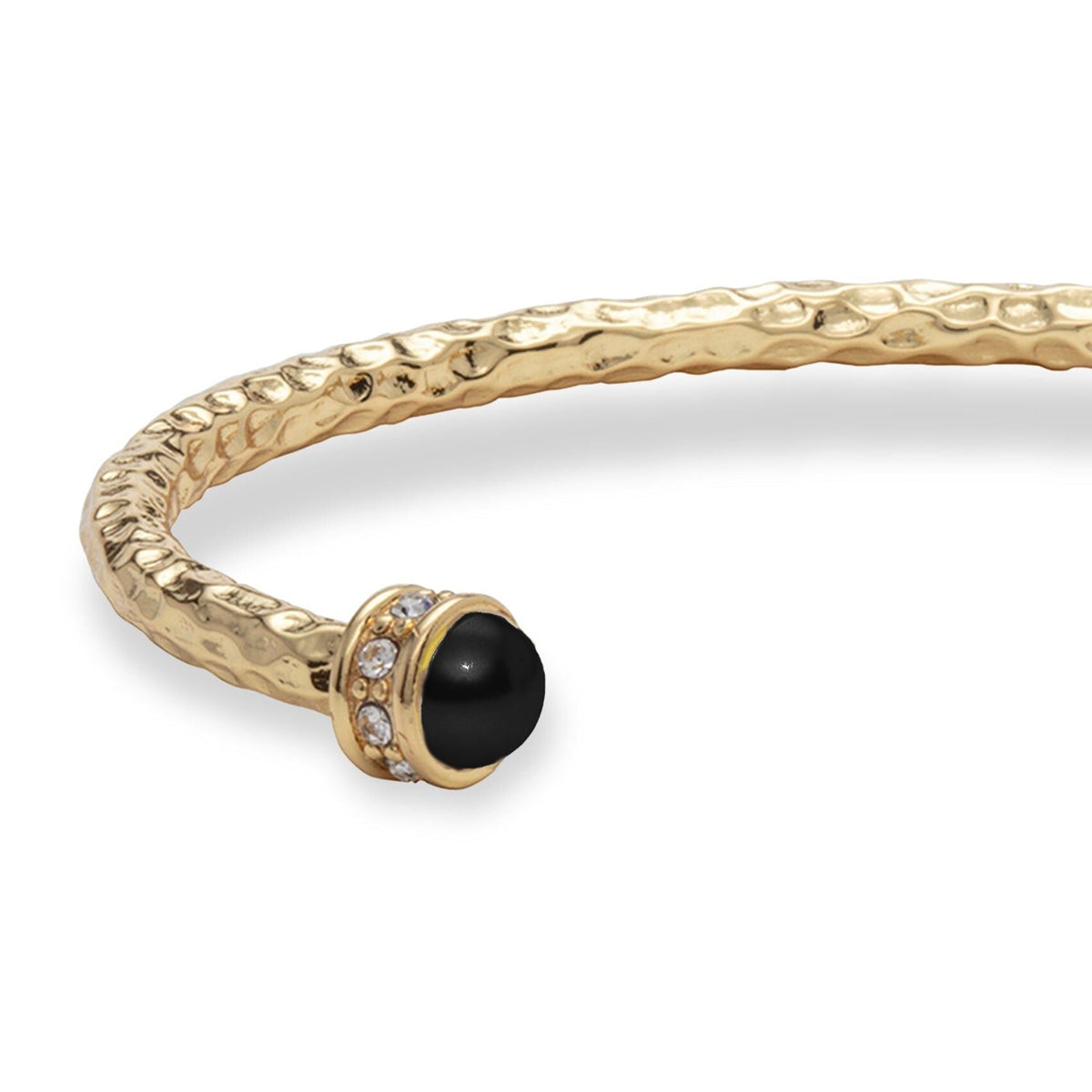 Halcyon Days Hammered Torque Bangle in Black & Gold Women's Fine Bangle Bracelet, alternate view
