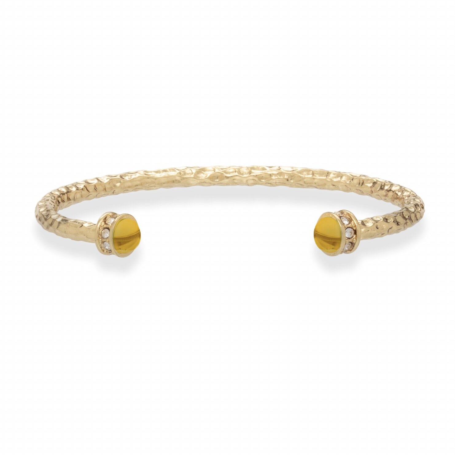 Halcyon Days Hammered Torque Bangle in Citrine & Gold Women's Fine Bangle Bracelet