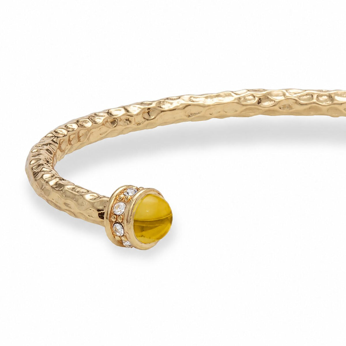 Halcyon Days Hammered Torque Bangle in Citrine & Gold Women's Fine Bangle Bracelet, alternate view