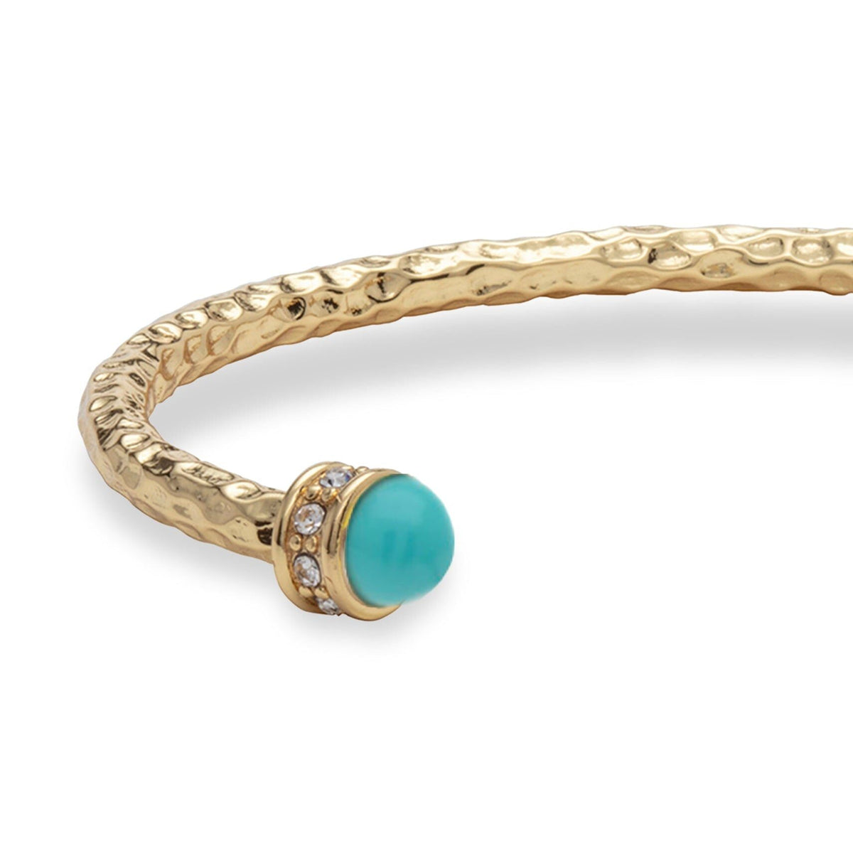 Halcyon Days Hammered Torque Bangle in Turquoise & Gold Women's Fine Bangle Bracelet, alternate view