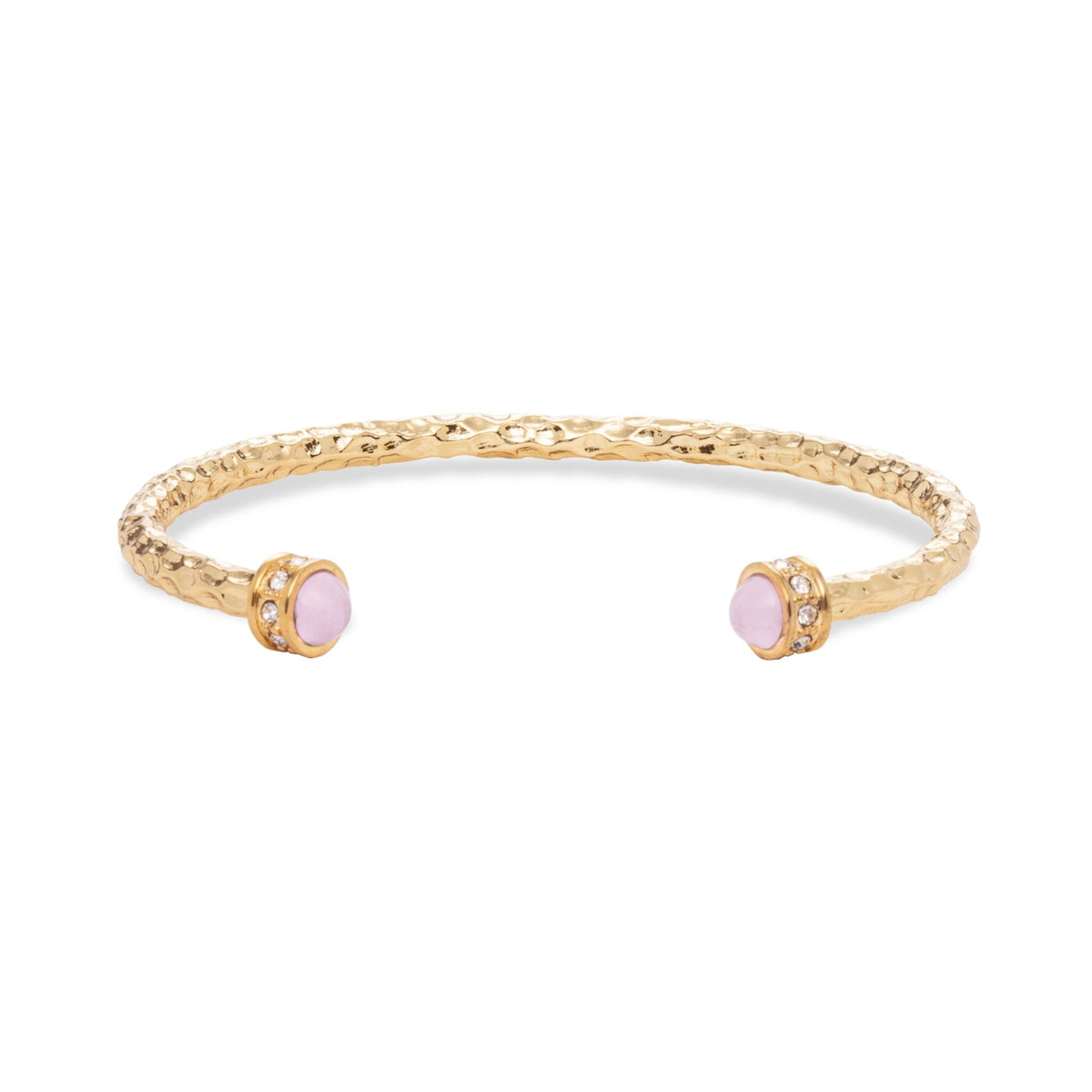 Halcyon Days Hammered Torque Rose Quartz & Gold Bangle Women's Fine Bangle Bracelet, alternate view