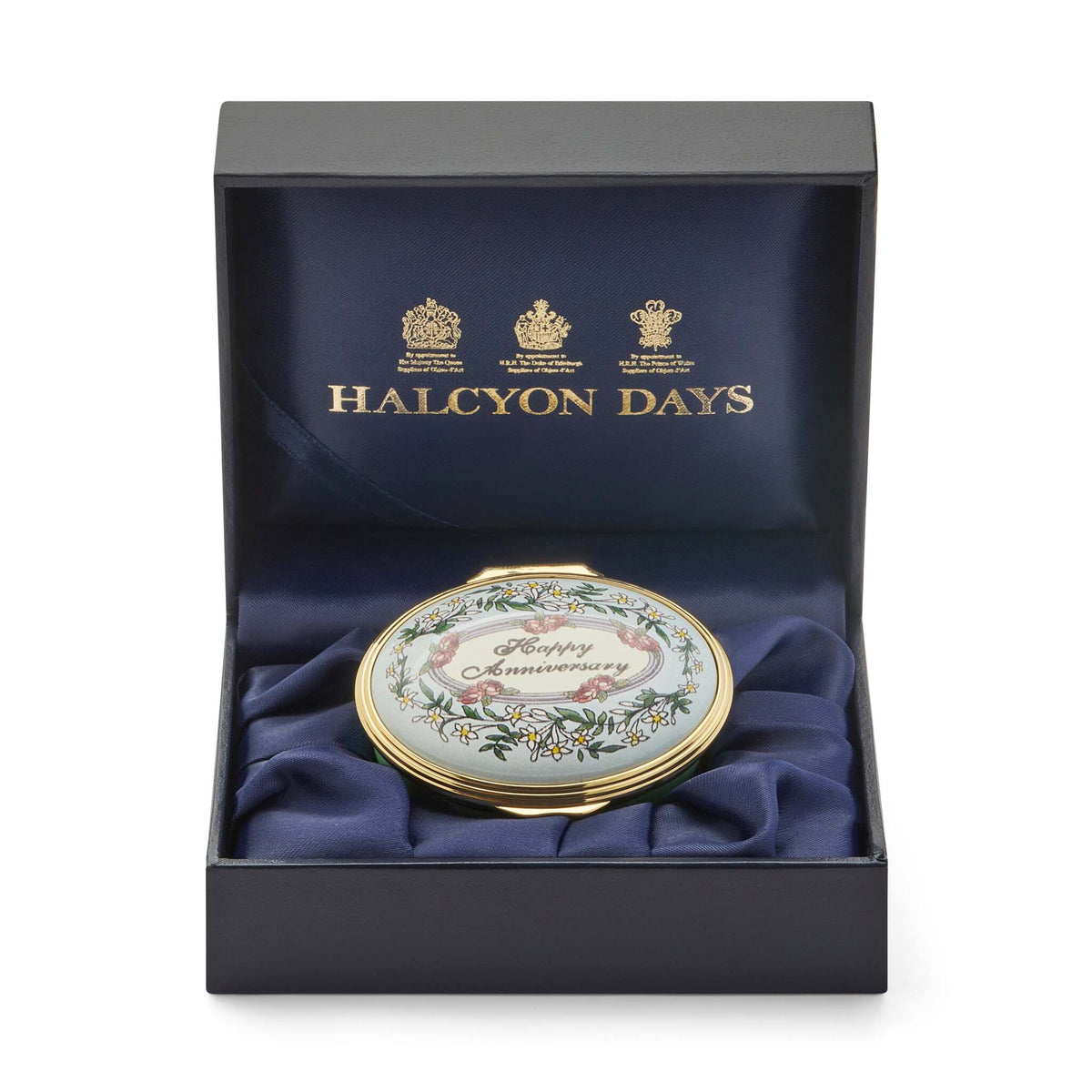 Halcyon Days "Happy Anniversary" Enamel Box - Personalised, alternate view