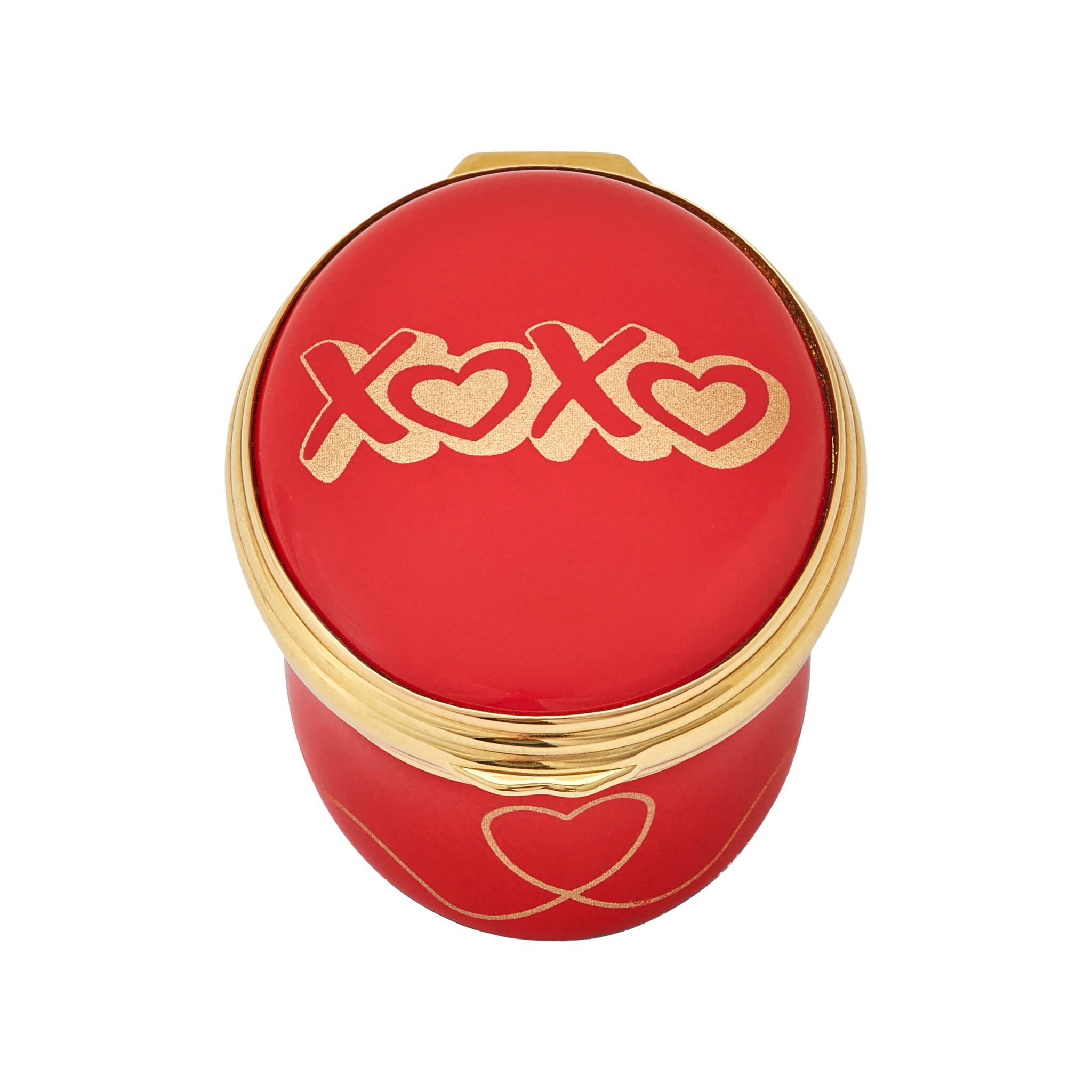 Halcyon Days "Hearts & Kisses" Red Enamel Box - Personalised