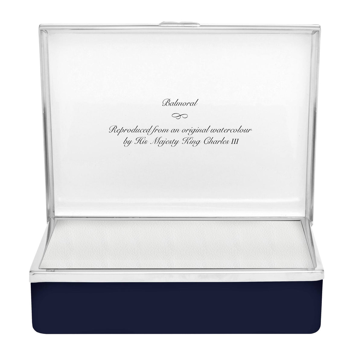 Halcyon Days HM King's Watercolour - Balmoral Castle Leather-lined Enamel Box, alternate view
