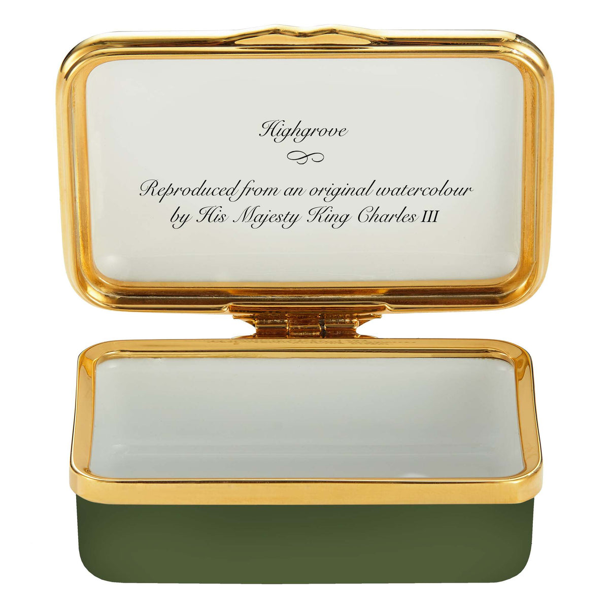 Halcyon Days HM King's Watercolour - Highgrove Enamel Box, alternate view