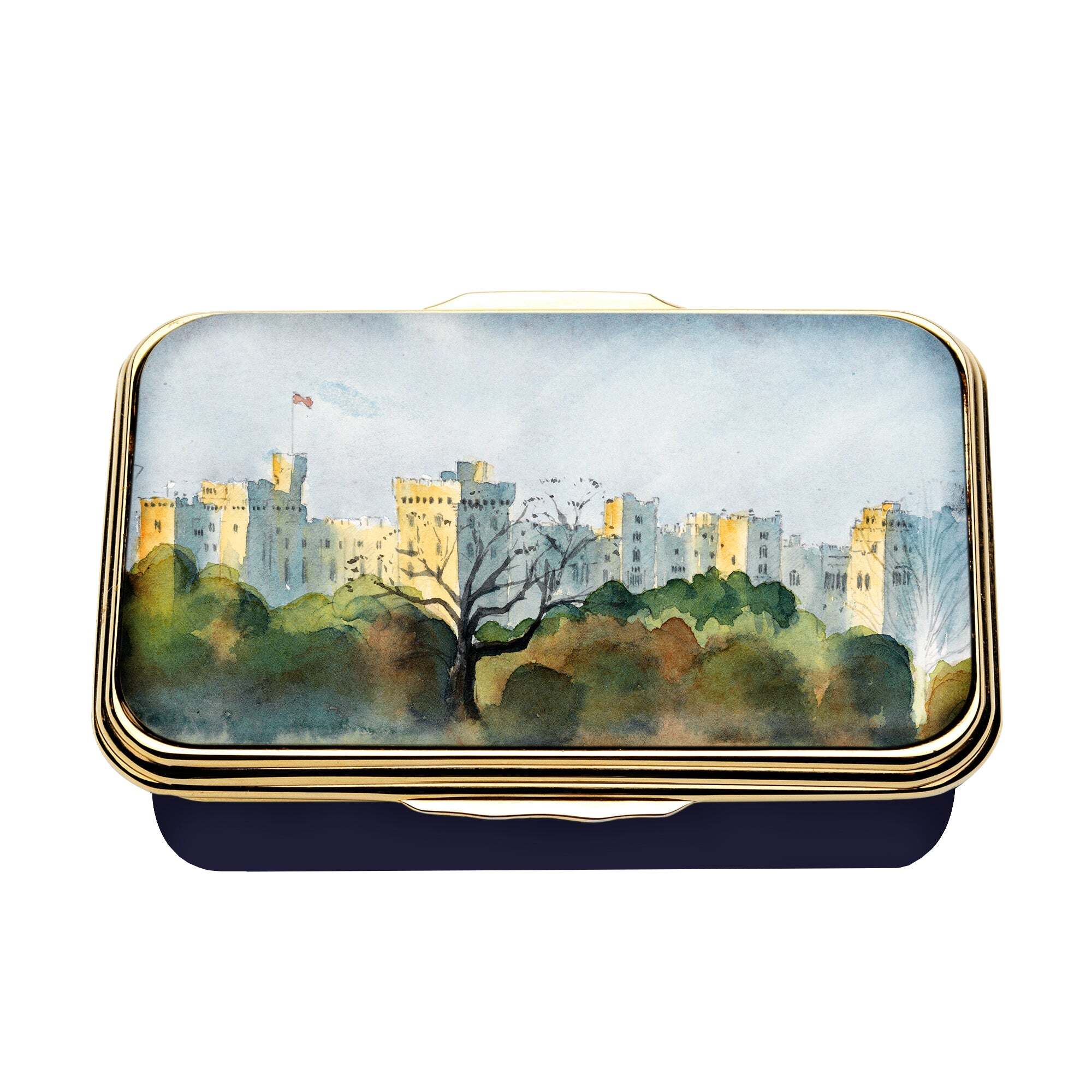 Halcyon Days HM King's Watercolours - Windsor Castle Enamel Box