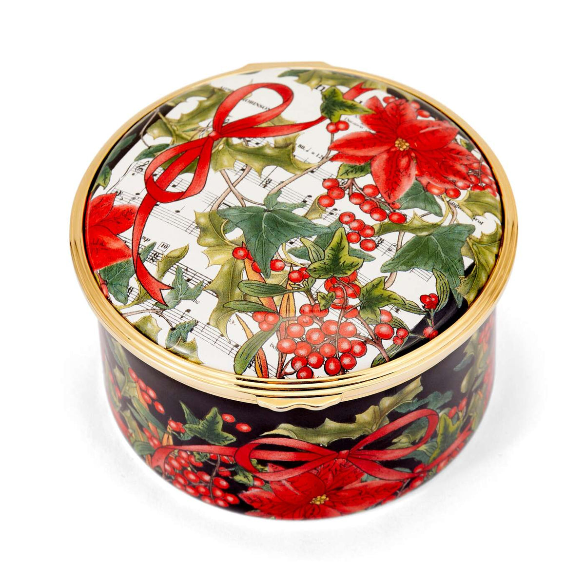 Halcyon Days "Holly & the Ivy" Enamel Musical Box, alternate view