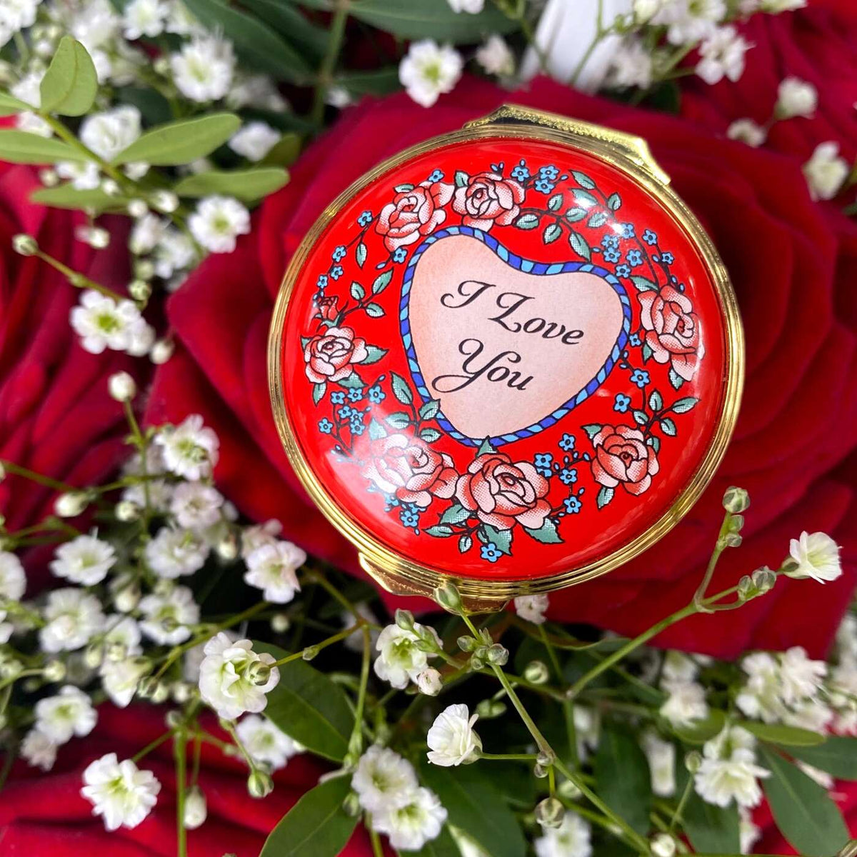 Halcyon Days "I Love You" Enamel Box - Personalised, alternate view