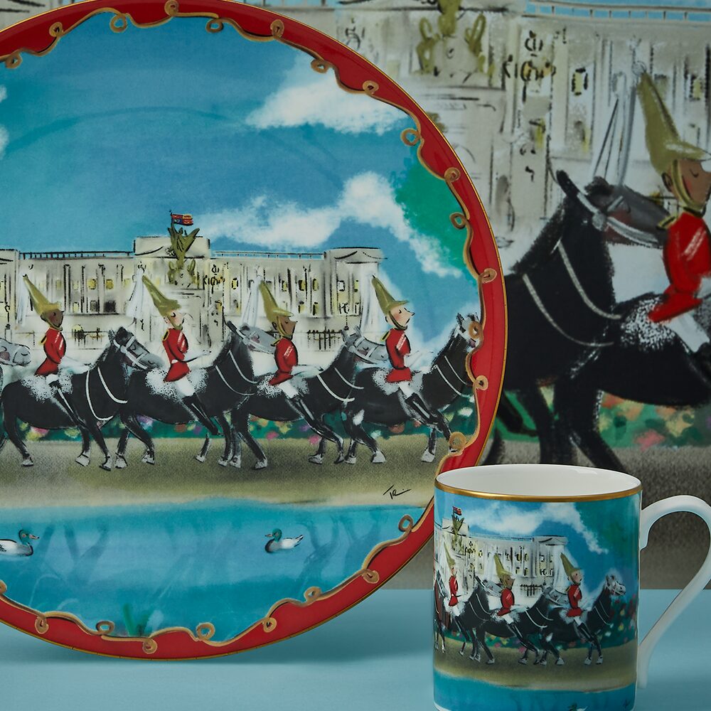 Halcyon Days Life Guards on Parade 10" Coupe Plate, alternate view