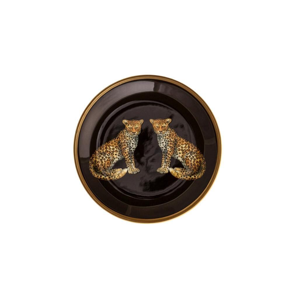 Halcyon Days Magnificent Wildlife Twin Leopard - Coaster in Black